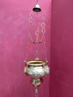 Sanctuary Lamp style Baroque - Style en Brass , Belgium 19 th century ( Anno 1850 )