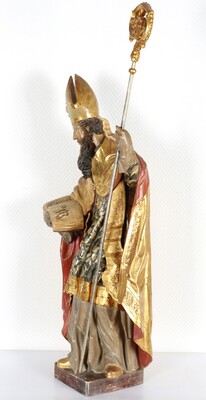 Sculpture Bishop Fully Hand-Carved  style Baroque - Style en Hand - Carved Wood , Italy  19 th century