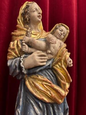 Sculpture Madonna & Child style Baroque - Style en Hand - Carved Wood Polychrome , Southern Germany 20 th century