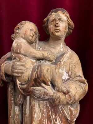 Sculpture Madonna With Child style Baroque - Style en Hand - Carved Wood , France 18 th century ( Anno 1785 )