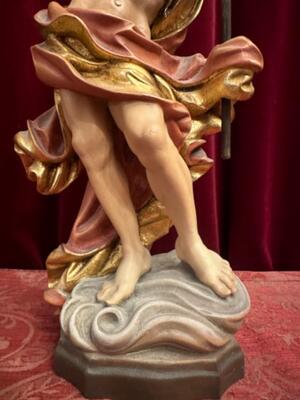 Sculpture Risen Christ  style Baroque - Style en Hand - Carved Wood Polychrome , Italy  20 th century