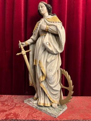 Sculpture St. Catherine Of Alexandria style Baroque - Style en Hand - Carved Wood , Belgium  18 th century ( Anno 1785 )