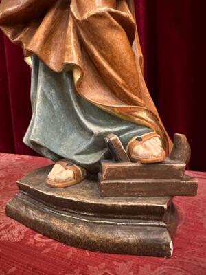 Sculpture St. Joseph & Child style Baroque - Style en Hand - Carved Wood Polychrome / Gilt, Italy 20 th century