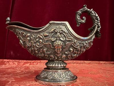 Silver Boat With Spoon style Baroque - Style en Full - Silver, Belgium  18 th century