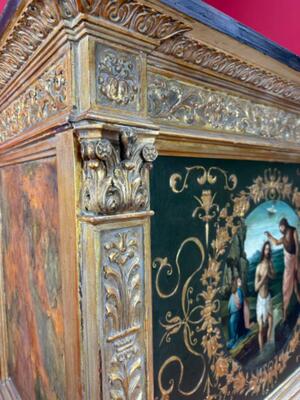 Small Exceptional St. John Home - Altar  style Baroque - Style en Fully hand - painted Imaginations Painted on Wood / Gilt, Spain 18 th century