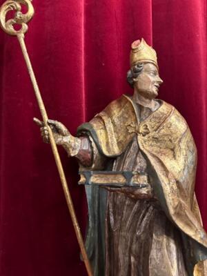 St. Ambrosius Sculpture  style Baroque - Style en Hand - Carved Wood , Southern Germany 19 th century