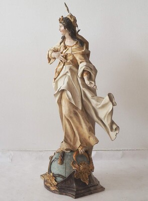 St. Mary Immaculatae Conceptionis. style Baroque - Style en Hand - Carved Wood , Southern Germany 18 th century