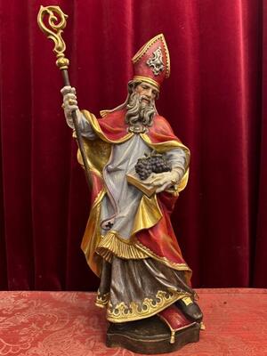 St. Urbanus Sculpture  style Baroque - Style en Hand - Carved Wood Polychrome / Gilt, Italy  20 th century