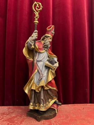 St. Urbanus Sculpture  style Baroque - Style en Hand - Carved Wood Polychrome / Gilt, Italy  20 th century