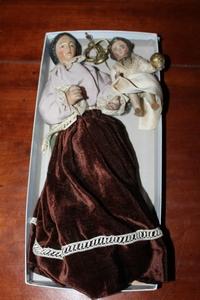 Tiny Stake - Madonna  style baroque en fully handcarved wood / Dressed, Belgium 19th century