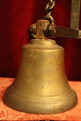 Bronze Sacristy-Bell With Hand-Forged Wall-Mount   The Netherlands  About 1960 en Bronze hand forget iron, Dutch 20th century