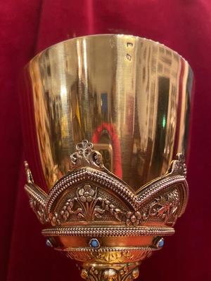 Chalice  en Full Silver / Stones /  Polished and Varnished, France 19th century ( anno 1870 )