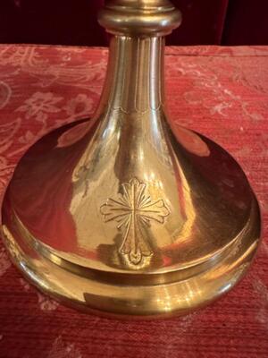 Chalice With Original Paten en Brass / Full Silver Cuppa and Paten. Silver Marks Present, Belgium  20 th century ( Anno 1910 )