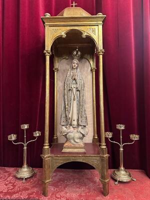 Chapel With Our Lady Of Fatima For Sale Seperate ! Statue Has Been Sold ! en Wood / Plaster, France 19 th century