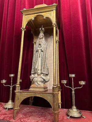 Chapel With Our Lady Of Fatima For Sale Seperate ! Statue Has Been Sold ! en Wood / Plaster, France 19 th century