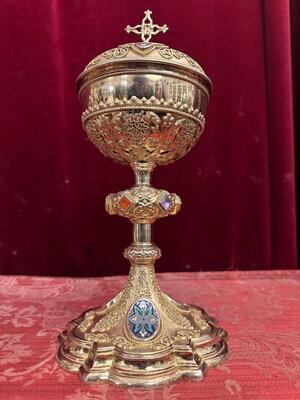 Ciborium en Silver / Gilt / River - Stones / Enamel / Filligrain, France 19 th century ( Anno 1873 )