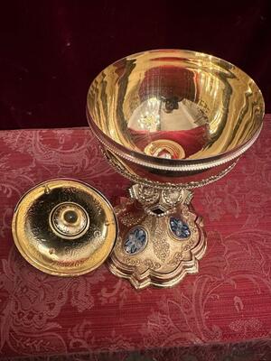 Ciborium en Silver / Gilt / River - Stones / Enamel / Filligrain, France 19 th century ( Anno 1873 )