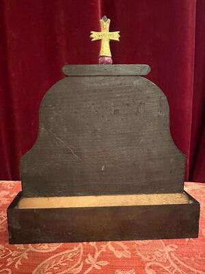 Calvary - Reliquary style Classicistic en Wood / Brass / Glass / Originally Sealed, Belgium  19 th century ( Anno 1855 )