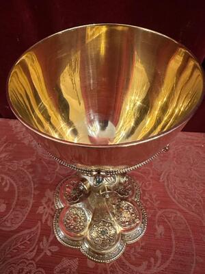 Chalice style Classicistic en Full - Silver Polished & Varnished / Gilt / semi-precious stones / Silver Marks Present, Belgium  19 th century ( Anno 1875 )