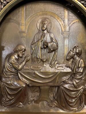 High Quality Altar - Retable Supper In Emmaus style Classicistic en Full Bronze Gilt, Netherlands  19 th century ( Anno 1865 )