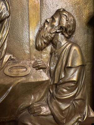 High Quality Altar - Retable Supper In Emmaus style Classicistic en Full Bronze Gilt, Netherlands  19 th century ( Anno 1865 )