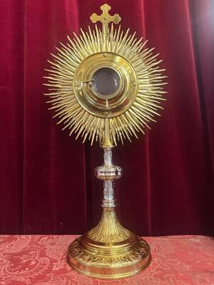 1 Classicistic Monstrance With Orignal Full Silver Lunula & Case. By: Thiery - Paris