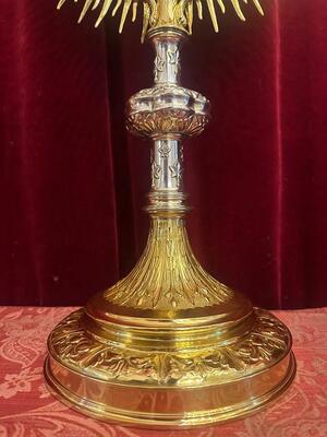 1 Classicistic Monstrance With Orignal Full Silver Lunula & Case. By: Thiery - Paris