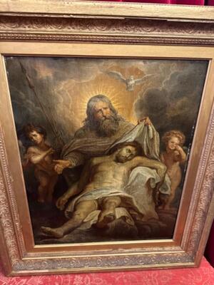 Painting Holy Trinity style Classicistic en Painted on Linen / Wooden Frame, Italy 18 th century