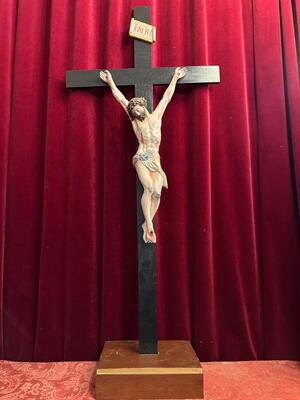 Cross With Corpus Christi  en Plaster Corpus / Wooden Cross, Belgium  19 th century ( Anno 1840 )