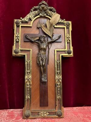 Cross With Corpus Christi  en Bronze / Gilt / Wood, France 19 th century ( Anno 1875 )