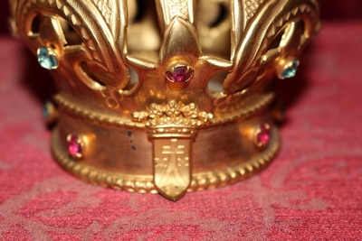 Crown en Brass / Gilt / Gem Stones, Belgium 19th century ( anno 1870 )
