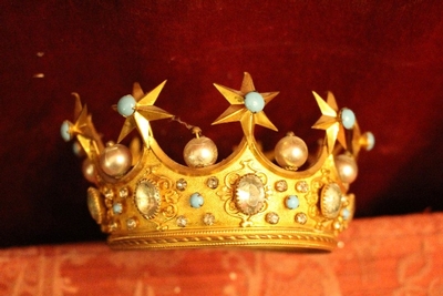 Crowns en Brass /  Gilt / Stones, Belgium 19th century ( 1870 )