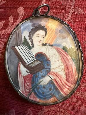 Double - Sided Multi Reliquary  en Silver / Glass / Hand Coulored, Italy  18 th century ( Anno 1790 )