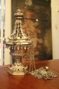 Exceptional Censer. Weight 2.10 Kgs ! en Bronze / Silvered, France 19th century