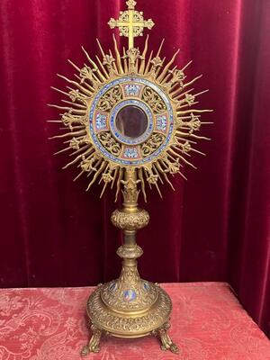 Exceptional Monstrance By  :Pierre Le Roux Paris  en Brass / Bronze / Enamel / Stones / Glass, Paris - France  19 th century ( Anno 1865 )