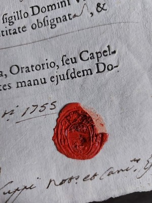 Exceptional Rare And Very Important Hand-Made Solid Golden Theca Ex Sanquine ( Blood ) D.N.J.C. Original And Sealed Document By The Arch - Bishop Of Ferrara ( Bologna ) Italy Signed First In 1745 Italy 18 th century ( Anno 1755 )