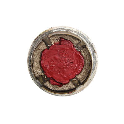 First Class Reliquary - Relic Ex Ossibus St. Hubertus With Original Document en Brass / Glass / Wax Seal, Belgium  19 th century