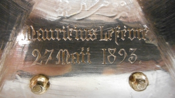 Full Silver / Gilt Chalice Gothic-Style / Enamel Medallions / Engraving / Signed By Bourdon At Gand – Belgium / 1893 en Full - Bronze - Gilt, Belgium 19th century