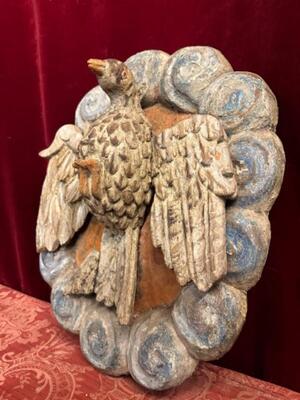 Fully Hand - Carved Dove ( Holy Spirit ) en Hand - Carved Wood , Belgium  19 th century