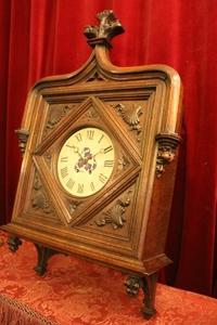 Clock style Gothic en wood oak, Belgium 19th century