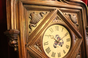 Clock style Gothic en wood oak, Belgium 19th century