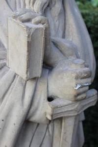 Handcarved Sandstone Statue Of St. Paul style Gothic en Sandstone, Belgium 19th century