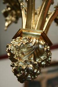 Sanctuary Lamp style Gothic en Brass / Bronze, France 19th century