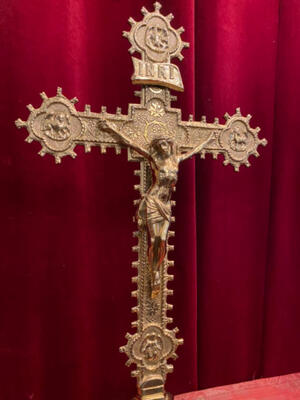 Altar - Cross style Gothic - style en Bronze Gilt, Belgium  19 th century