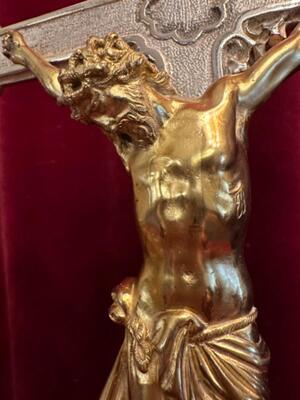 Altar - Cross style Gothic - Style en Bronze / Gilt / Silver Plated, Belgium 19 th century ( Anno 1875 )