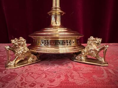 Altar - Cross style Gothic - Style en Bronze / Polished and Varnished / Stones, Belgium  19 th century ( Anno 1875 )