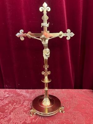 Altar - Cross style Gothic - Style en Bronze / Polished and Varnished, Belgium  19 th century ( Anno 1885 )