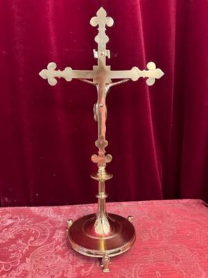 Altar - Cross style Gothic - Style en Bronze / Polished and Varnished, Belgium  19 th century ( Anno 1885 )