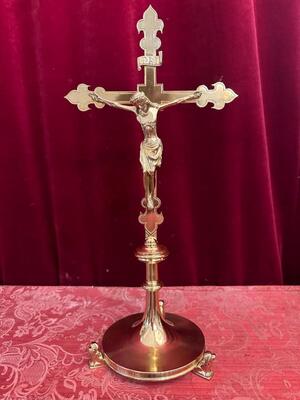 Altar - Cross. style Gothic - Style en Bronze / Polished and Varnished, Belgium  19 th century ( Anno 1885 )