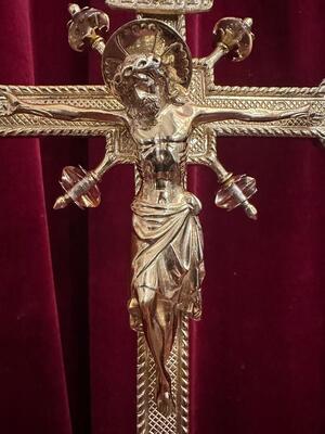 Altar - Cross style Gothic - Style en Bronze / Polished and Varnished / Stones / Glass, Bruges - Belgium  19 th century ( Anno 1885 )